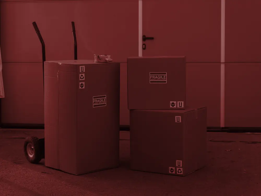 Cardboard parcels stacked for delivery