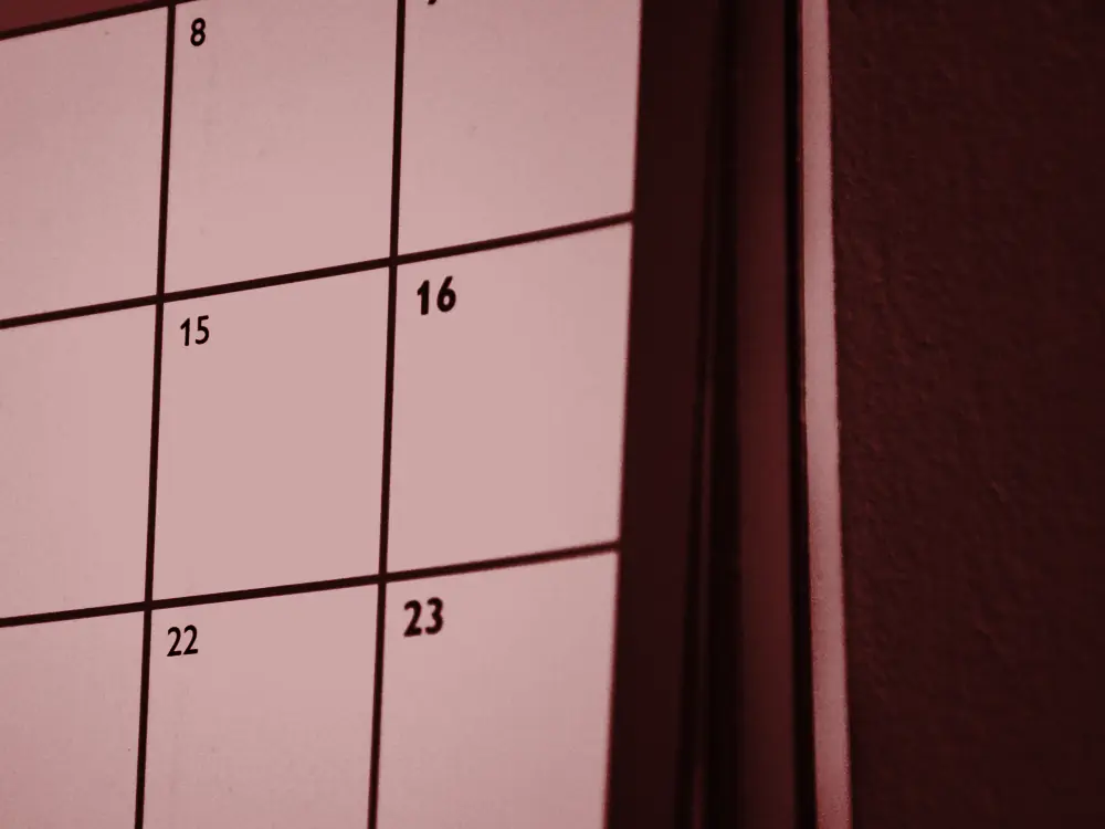 Close view of a paper calendar