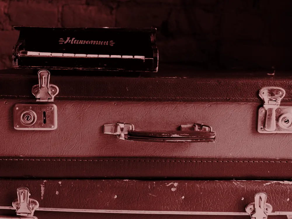 Stack of vintage suitcases